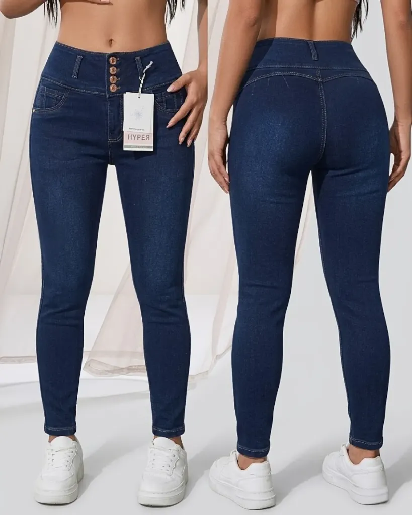 [HJ-001489-8-AZUL-OSCURO] Tubo strech levanta cola llano pretina ancha 4 botones (8)