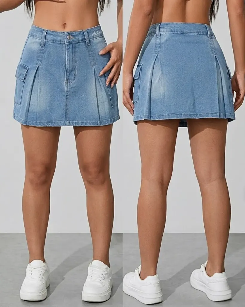 Falda short plisada cargo strech