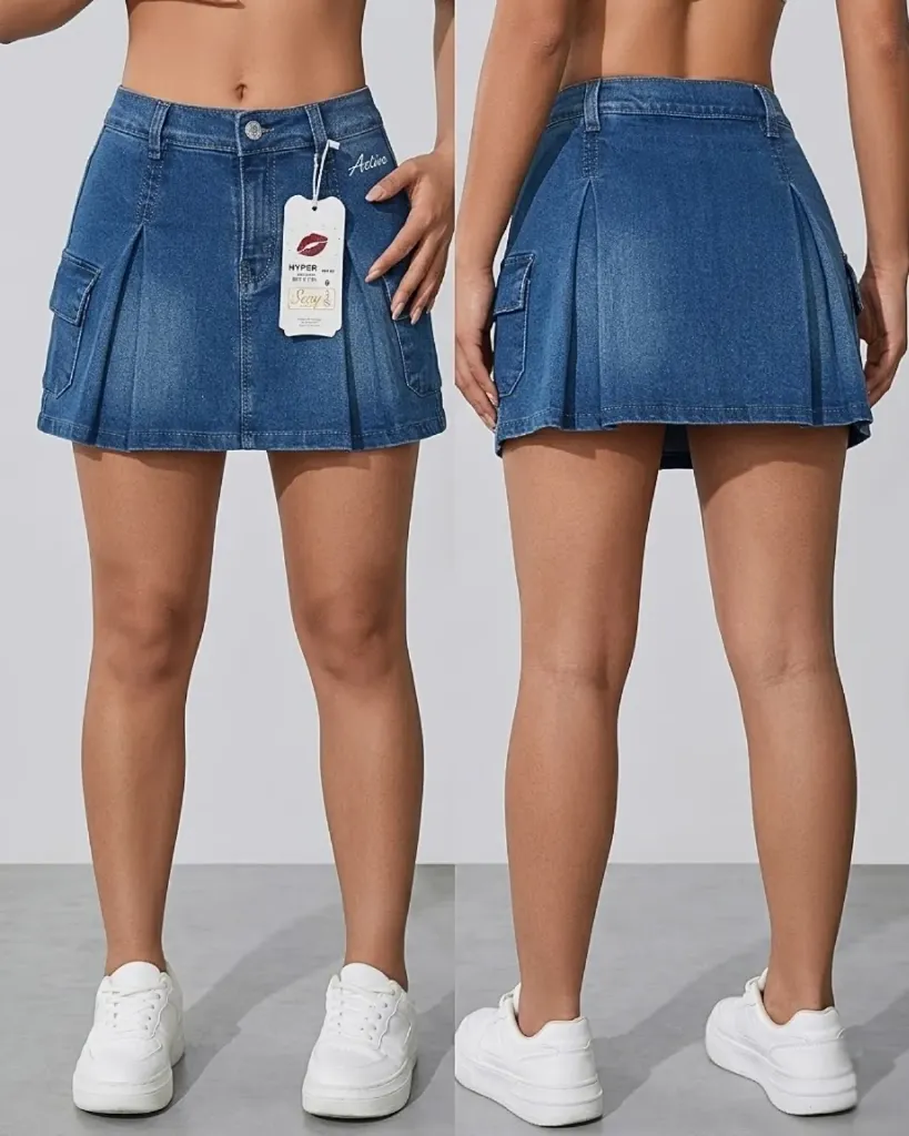 Falda short plisada cargo strech