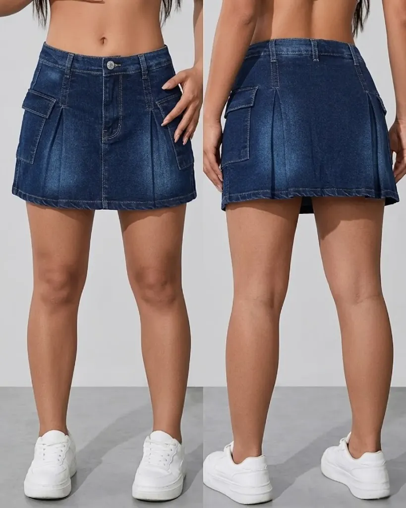 Falda short plisada cargo strech