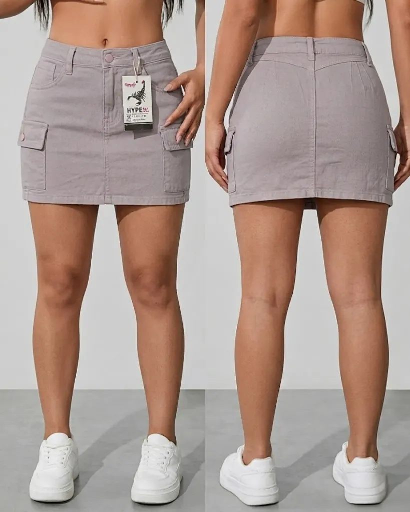 Falda short cargo strech