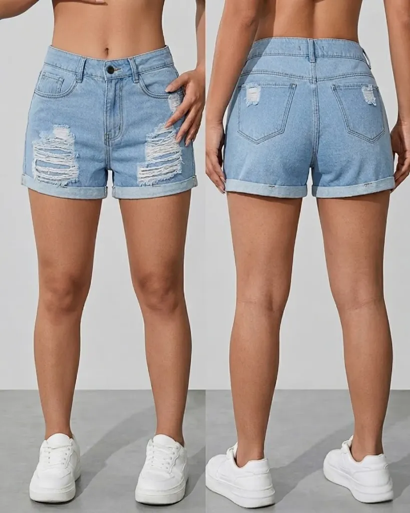 Short rigido roto con dobladillo