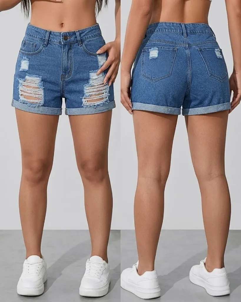 Short rigido roto con dobladillo