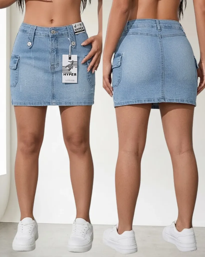 Falda short cargo strech