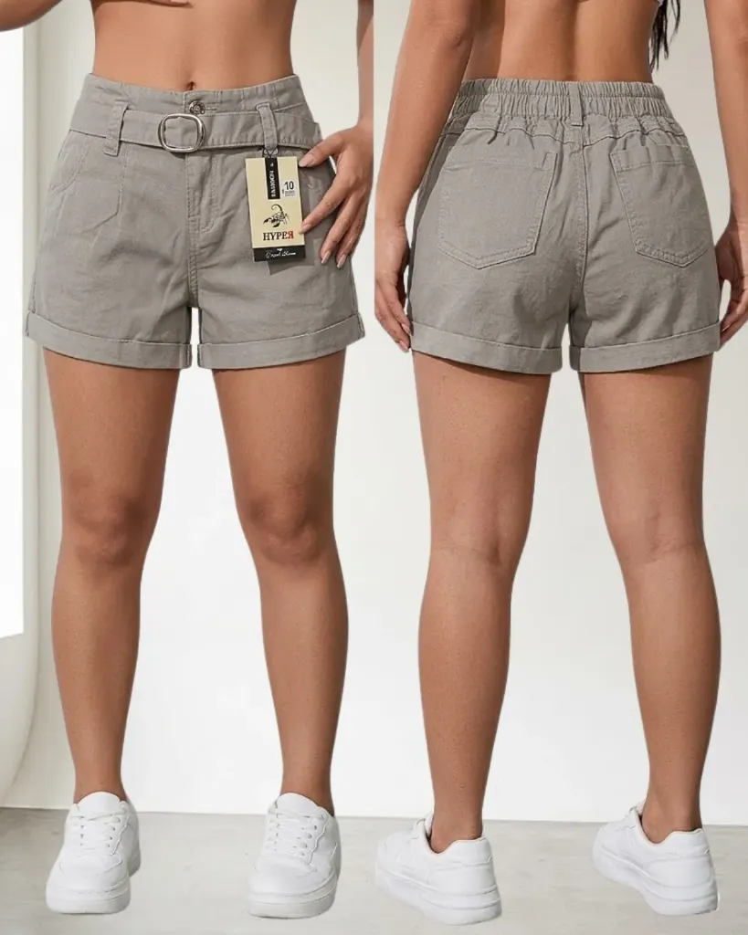 Short gabardina strech con cinturon