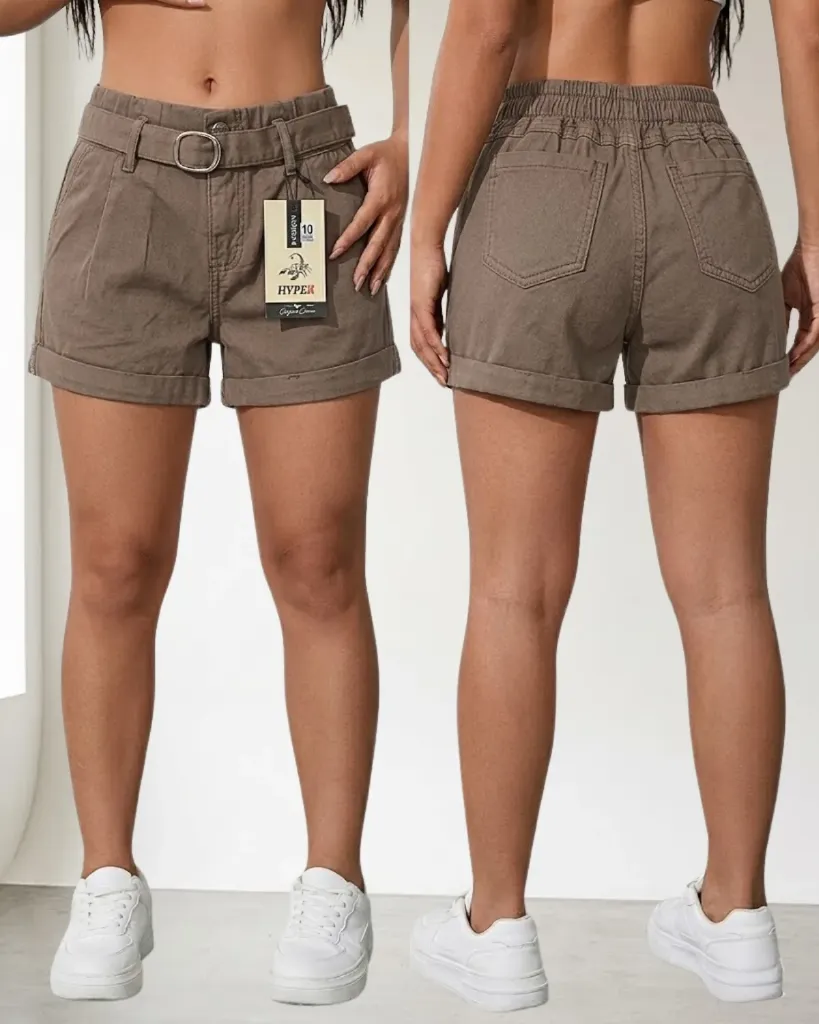 Short gabardina strech con cinturon