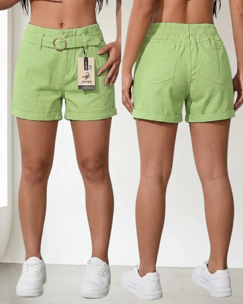 Short gabardina strech con cinturon