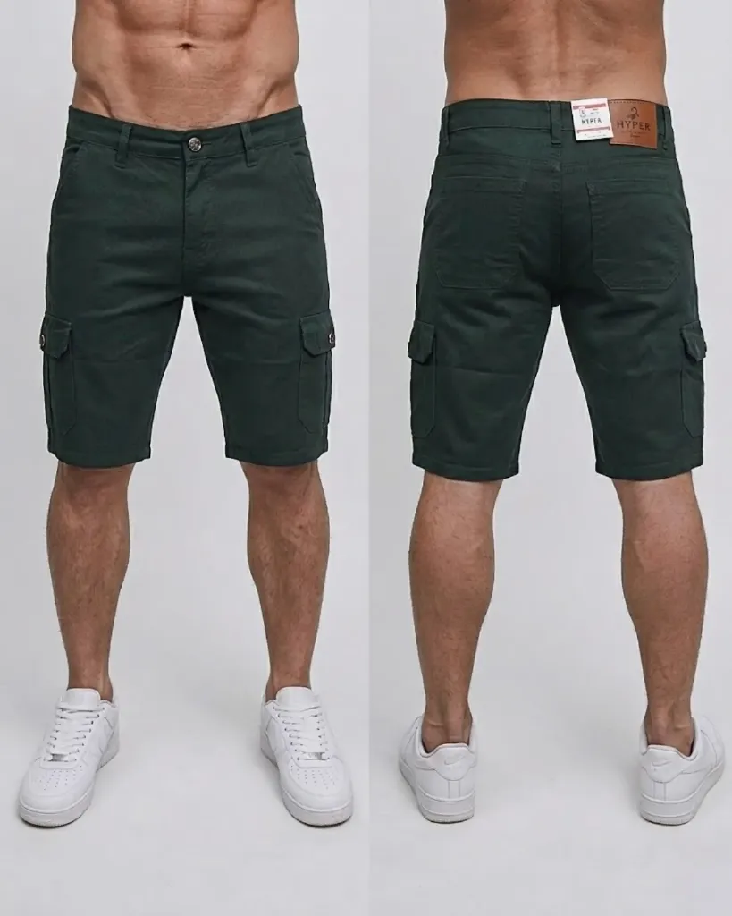 [HJ-001626-30-VERDE-OSCURO] Bermuda gabardina cargo strech (30)