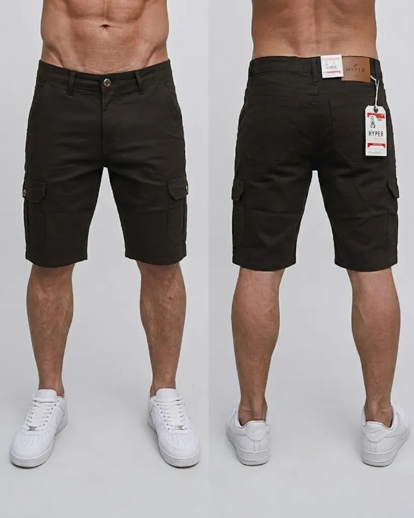 [HJ-001628-30-CAFE-OSCURO] Bermuda gabardina cargo strech (30)