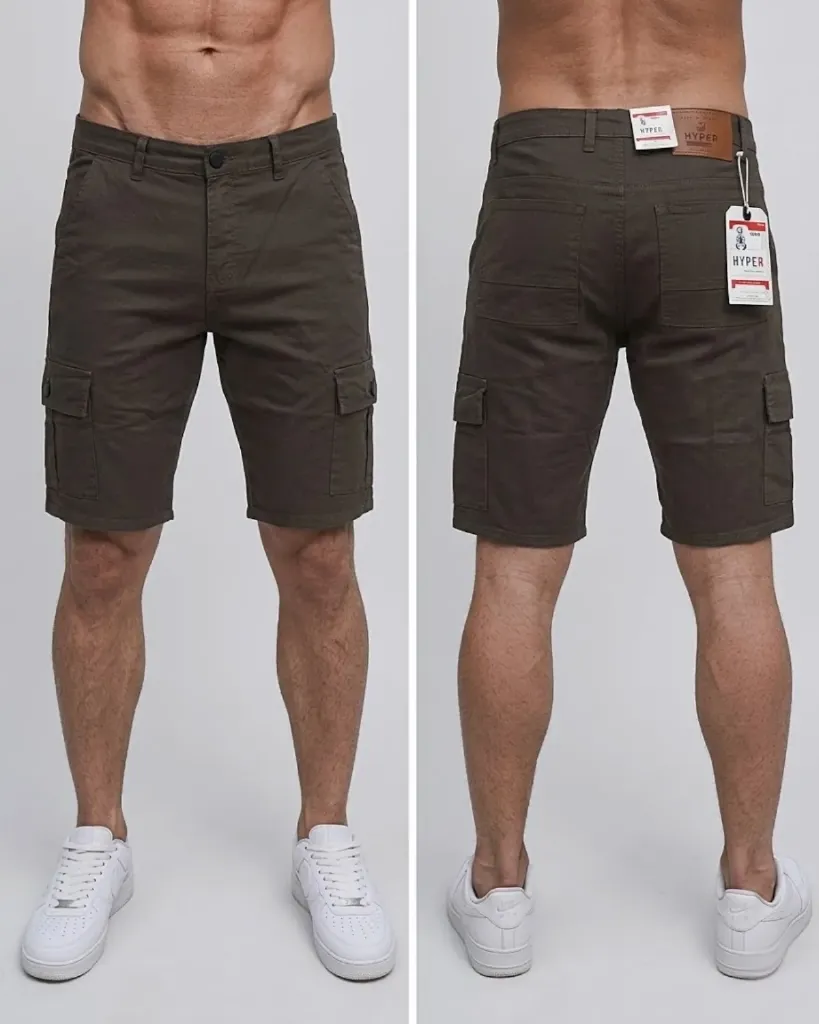 [HJ-001629-30-CAFE-MEDIO] Bermuda gabardina cargo strech (30)
