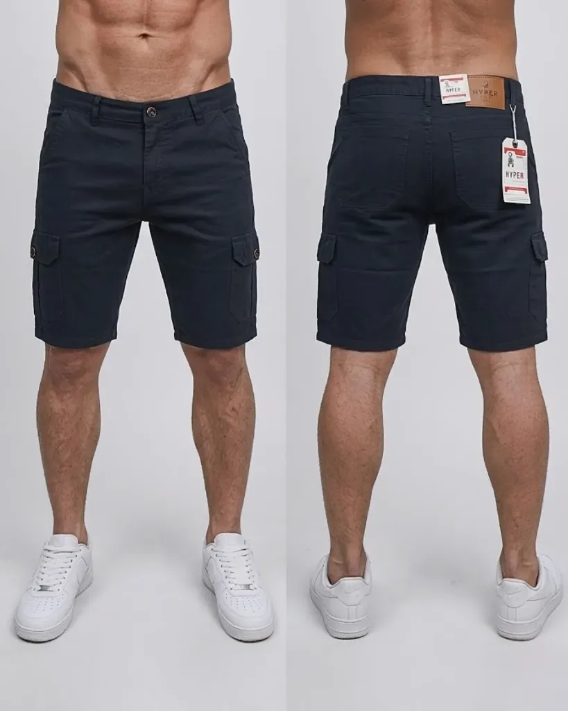 [HJ-001631-30-GRIS-OSCURO] Bermuda gabardina cargo strech (30)