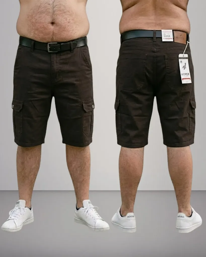 [HJ-001638-38-CAFE-OSCURO] Bermuda gabardina cargo strech (38)
