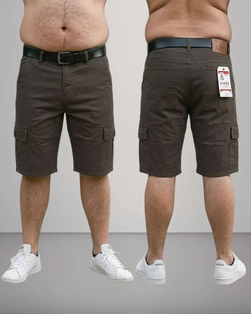 [HJ-001639-38-CAFE-MEDIO] Bermuda gabardina cargo strech (38)