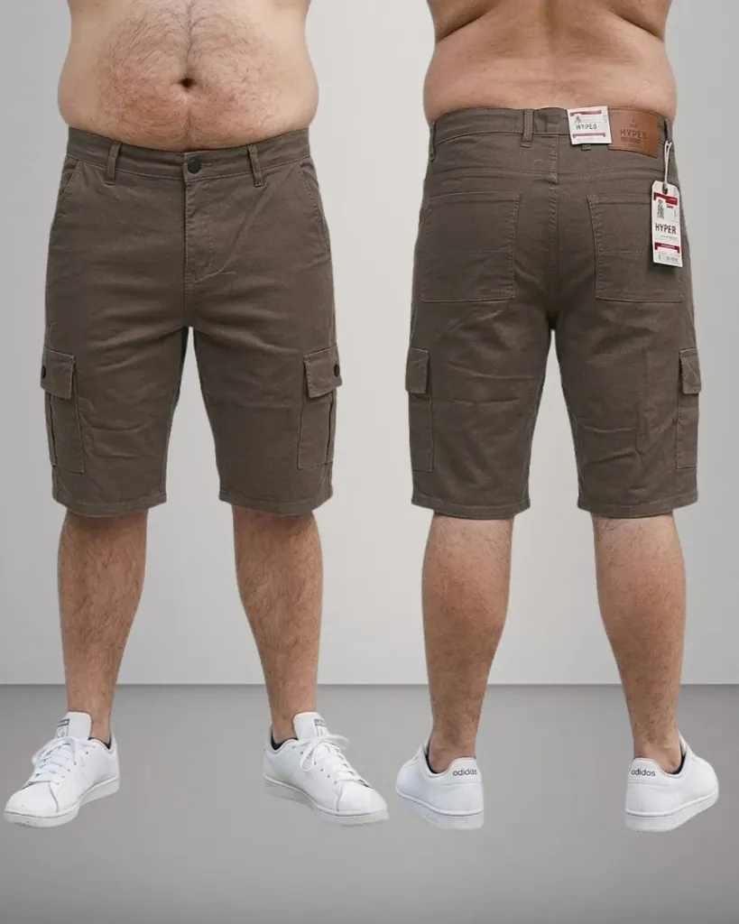 [HJ-001640-38-CAFE-CLARO] Bermuda gabardina cargo strech (38)