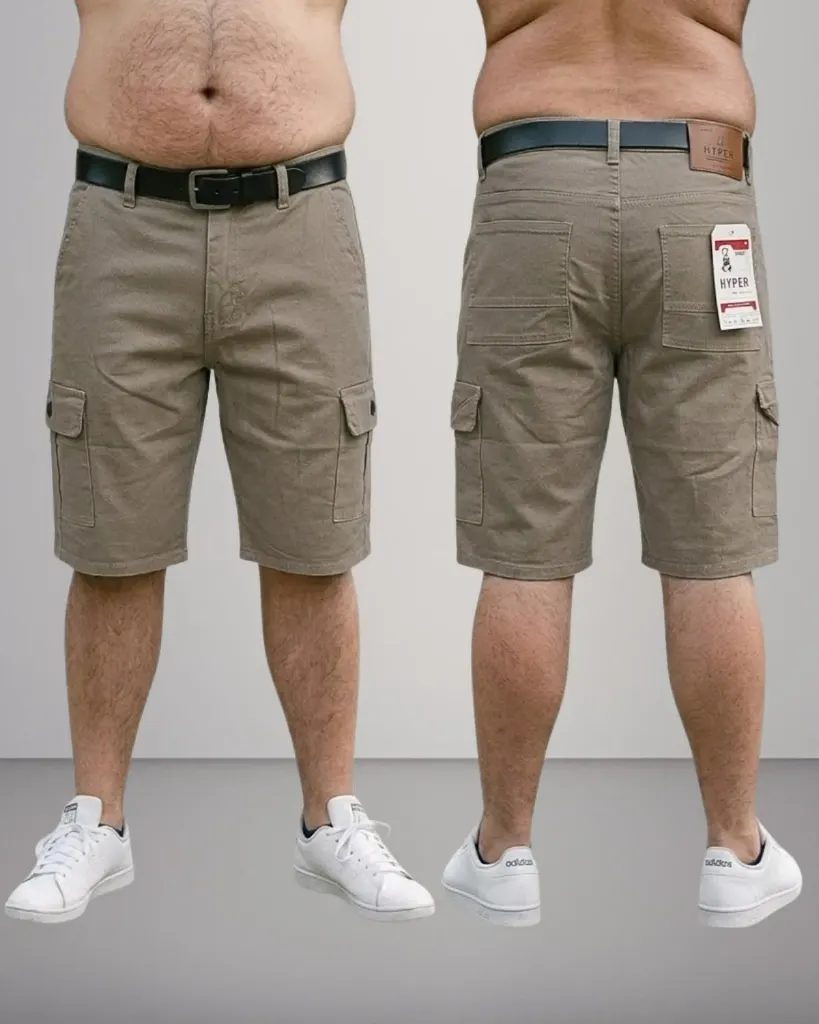 [HJ-001644-38-CAQUI-CLARO] Bermuda gabardina cargo strech (38)