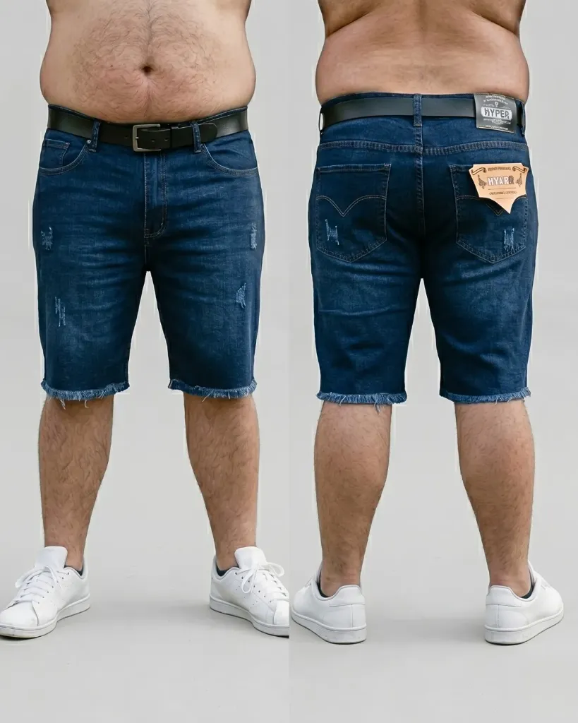 [HJ-001657-42-AZUL-OSCURO] Bermuda rigida rasgada (42)