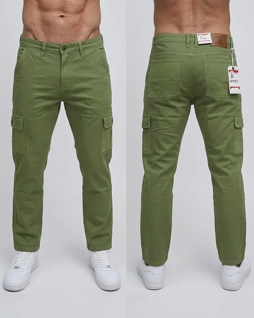 [HJ-001697-30-VERDE-OLIVA-CLARO] Semitubo gabardina cargo strech (30)