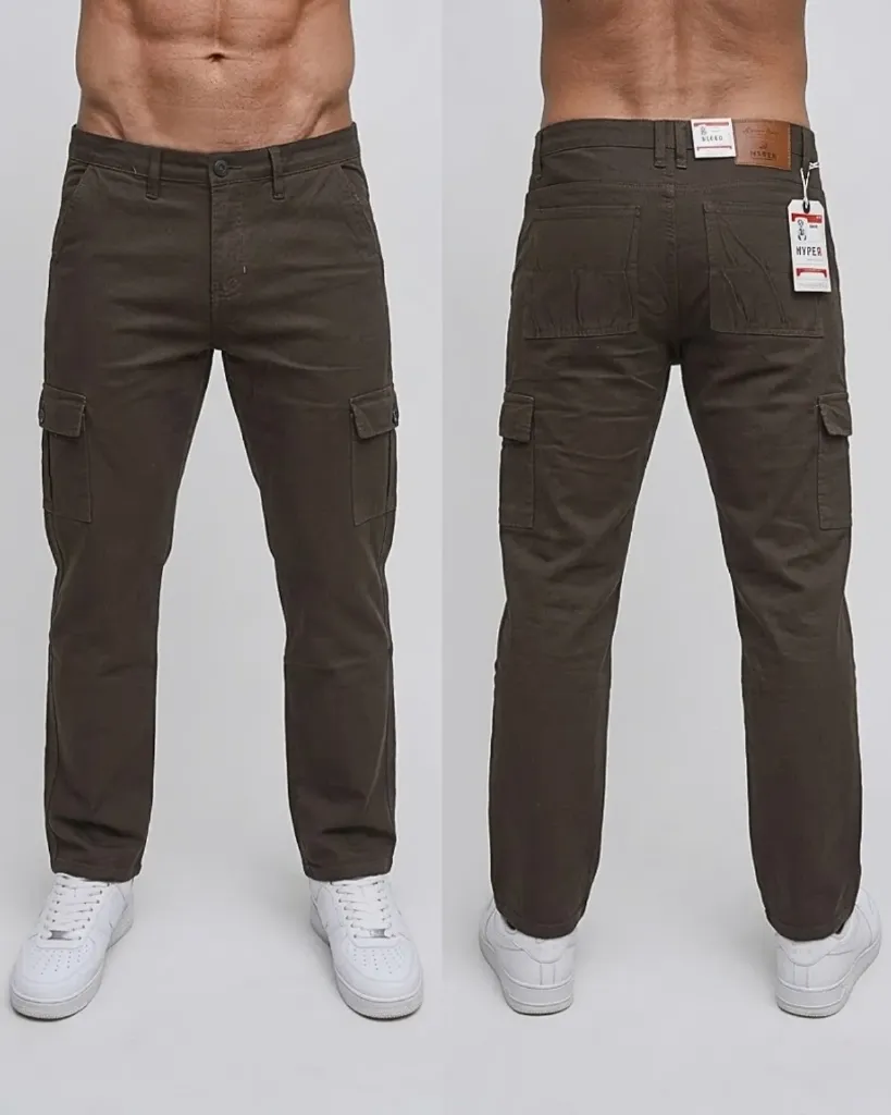 [HJ-001700-30-CAFE-OSCURO] Semitubo gabardina cargo strech (30)