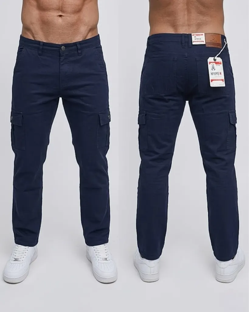 [HJ-001702-30-AZUL-OSCURO] Semitubo gabardina cargo strech (30)