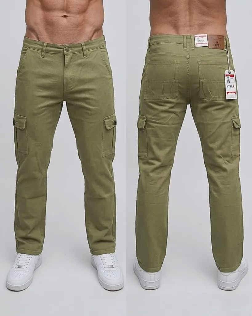 [HJ-001703-30-VERDE-OLIVA] Semitubo gabardina cargo strech (30)