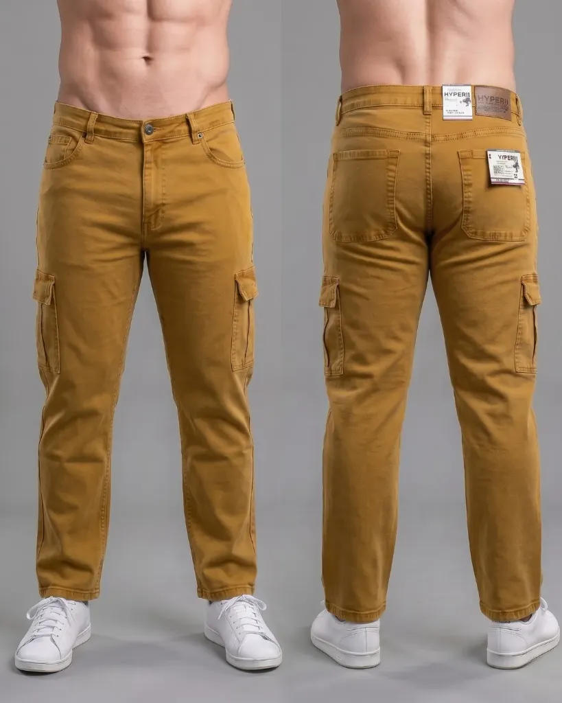 [HJ-001764-28-MOSTAZA] Recto jeans cargo strech (28)