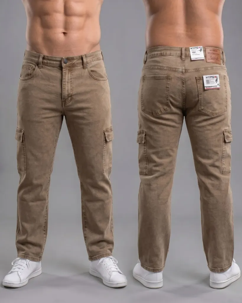 [HJ-001768-28-CAMEL] Recto jeans cargo strech (28)