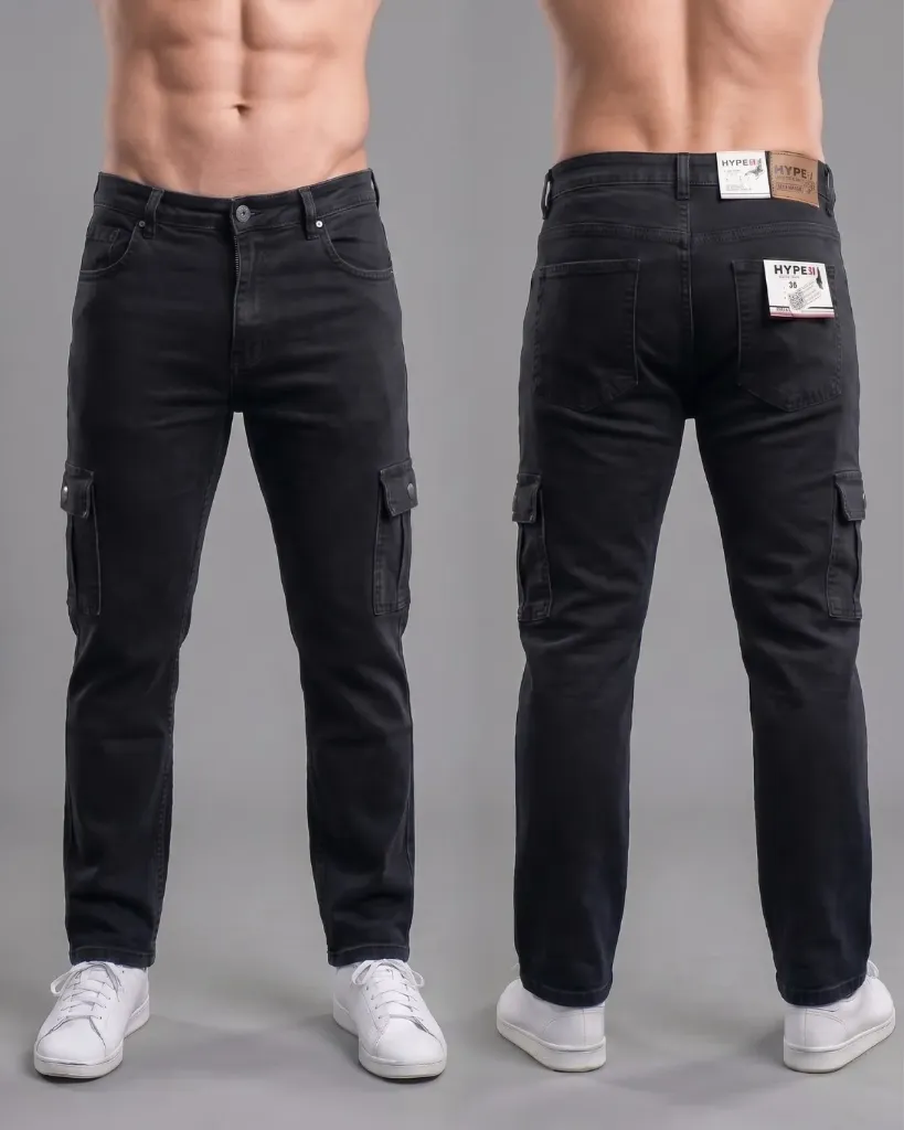 [HJ-001769-28-PETROLEO] Recto jeans cargo strech (28)
