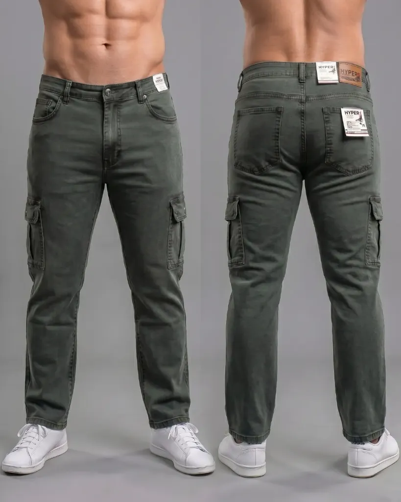 [HJ-001770-28-VERDE-OLIVA] Recto jeans cargo strech (28)
