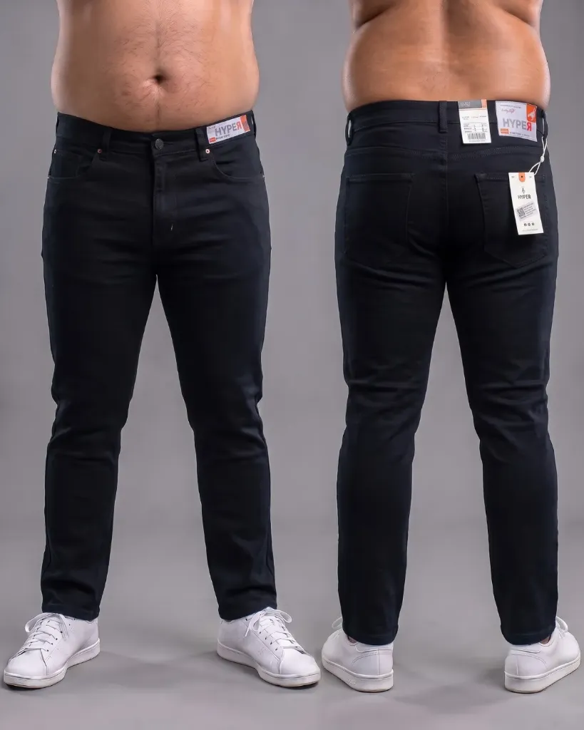 [HJ-001808-38-NEGRO] Semitubo jeans strech plus llano (38)