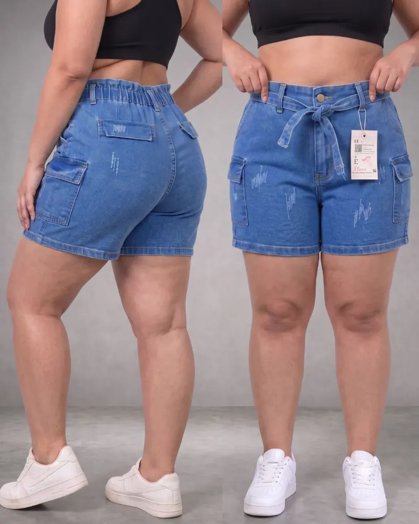 [HJ-001828-18-AZUL-CLARO] Short strech plus con elastico y cinturon (18)