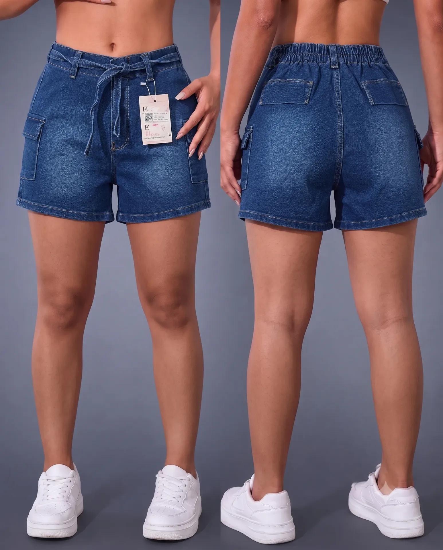 [HJ-001838-10-AZUL-MEDIO] Short strech con elastico y cinturon (10)
