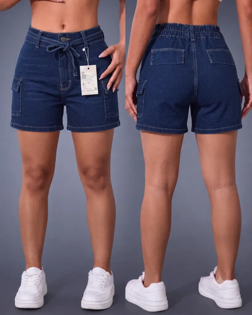 [HJ-001849-10-AZUL-OSCURO] Short strech con elastico y cinturon (10)