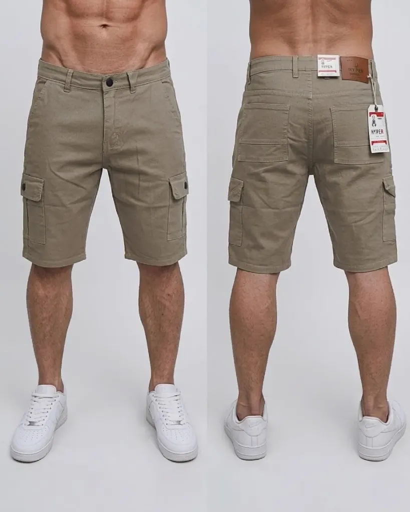 [HJ-001634-30-BEIGE] Bermuda gabardina cargo strech (30)