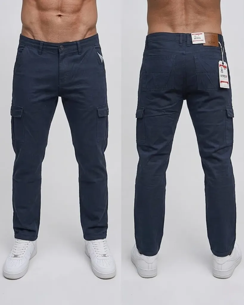[HJ-001699-30-GRIS-AZULADO-OSCURO] Semitubo gabardina cargo strech (30)
