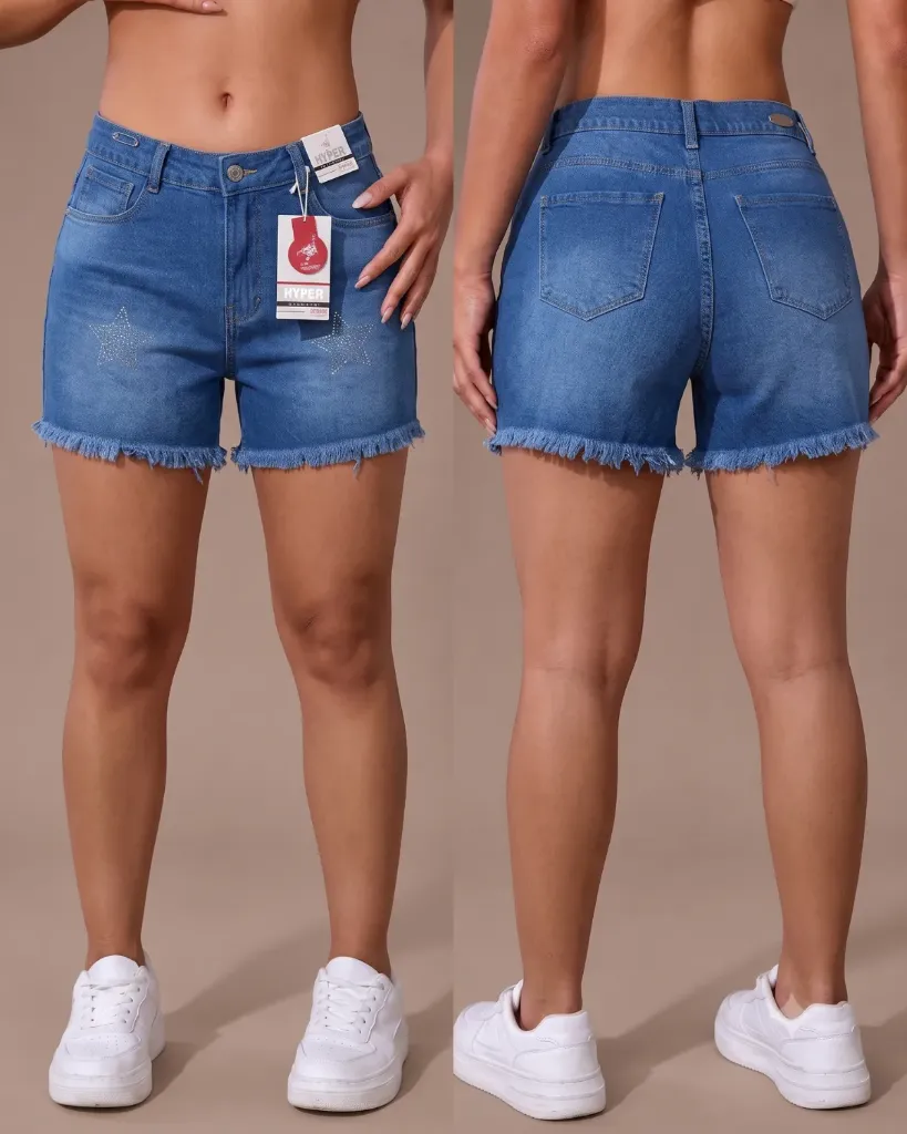 [HJ-002003-8-AZUL-MEDIO] Short rigido con bigotes y brillo de estrella (8)