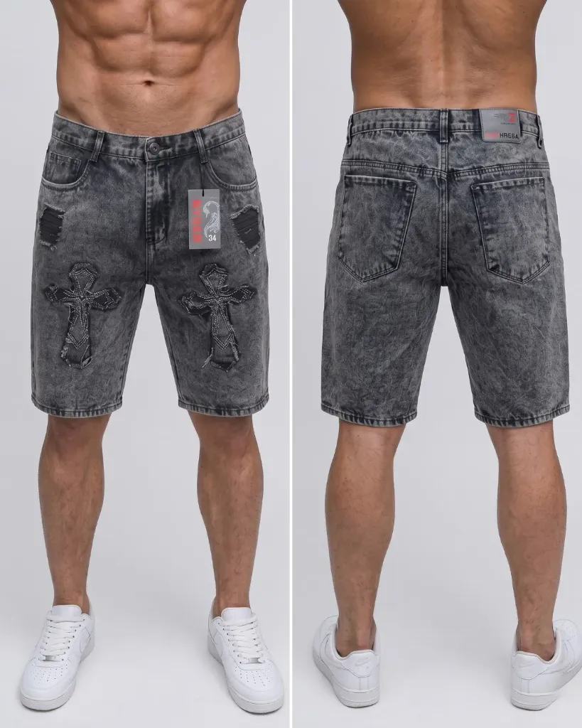[HJ-001945-32-FROSTEADO-CLARO] Bermuda rigida frosteado claro con doble cruz (32)