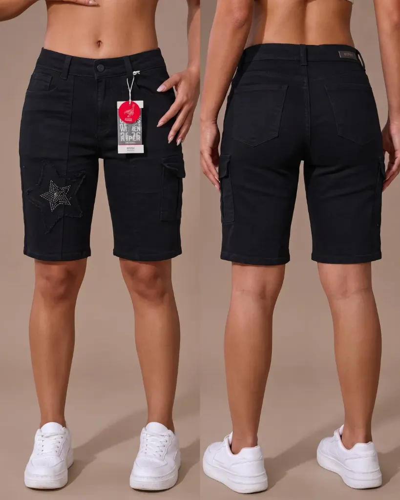 [HJ-002068-10-NEGRO] Bermuda strech dama estrella (10)