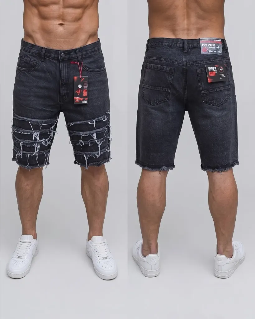 [HJ-002099-30-PLOMO] Bermuda rigida llana deshilachada (30)