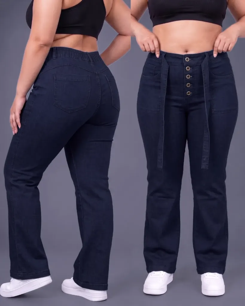 Acampanado plus strech tela camisera con elastico