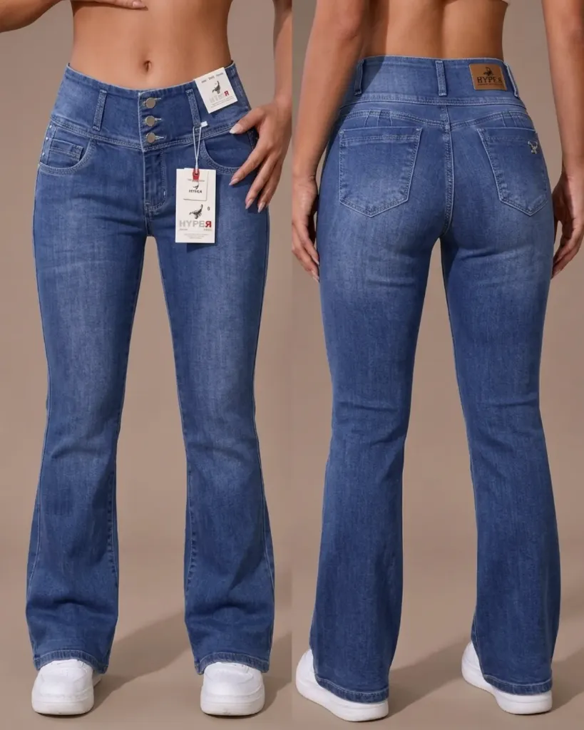 [HJ-000869-8-AZUL-3] Acampanado strech pretina ancha dama perla (8, Azul #3)