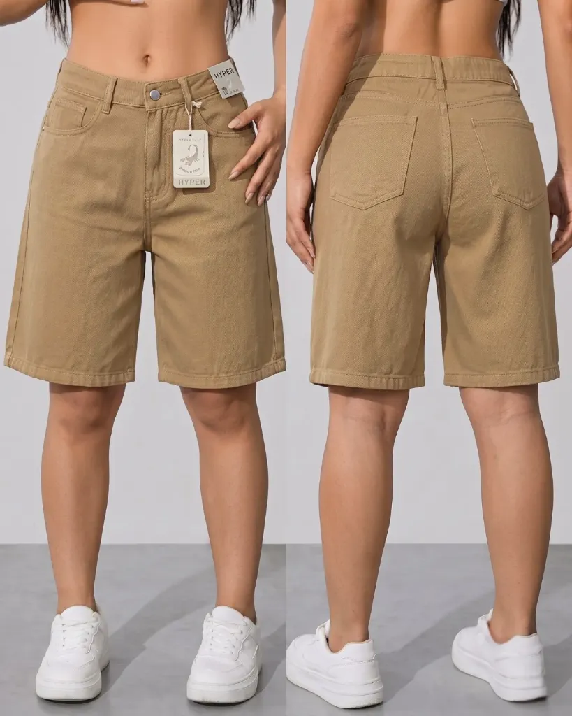 [HJ-002439-10-CREMA] Bermuda dama gabardina (10, Crema)