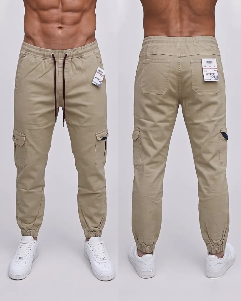 [HJ-002474-28-BEIGE-1] Jogger strech cargo de caballero (28, Beige #1)