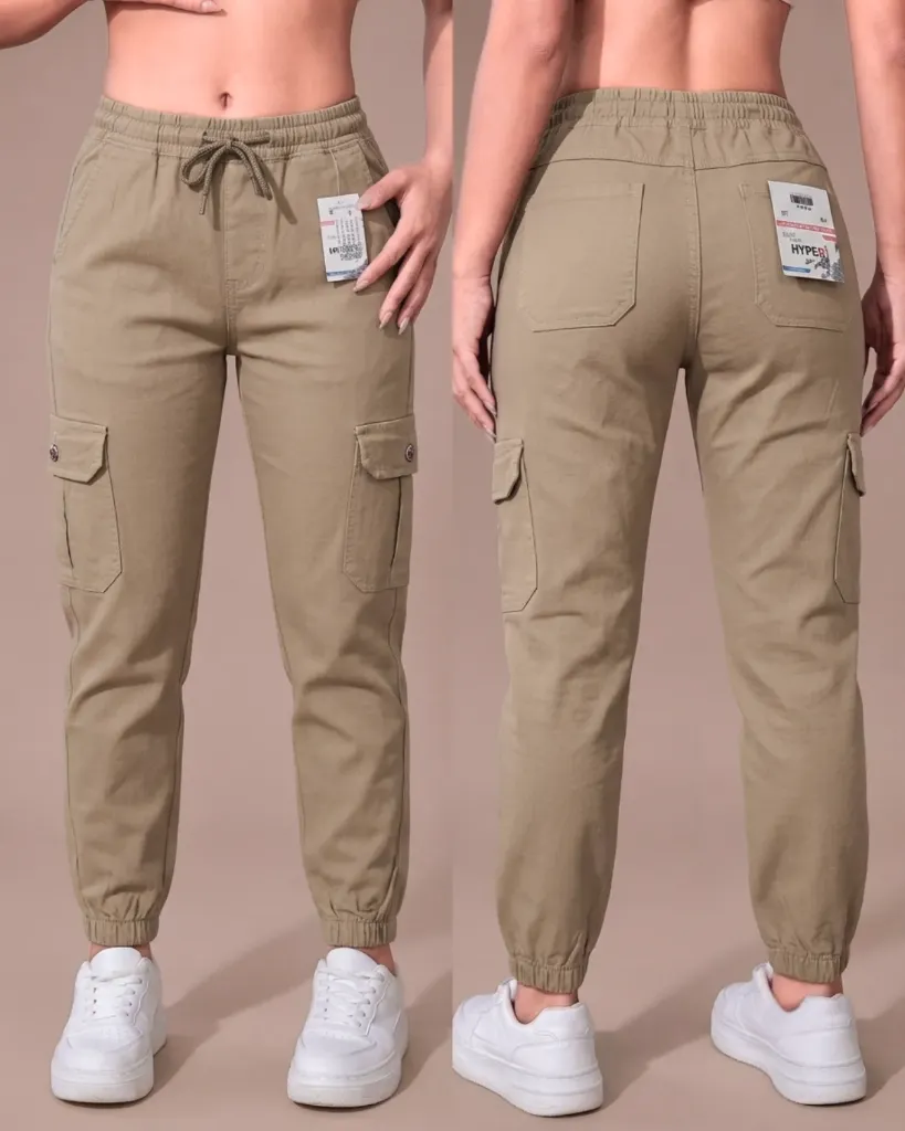 [HJ-002497-30-BEIGE-2] Jogger strech cargo de dama (30, Beige #2)