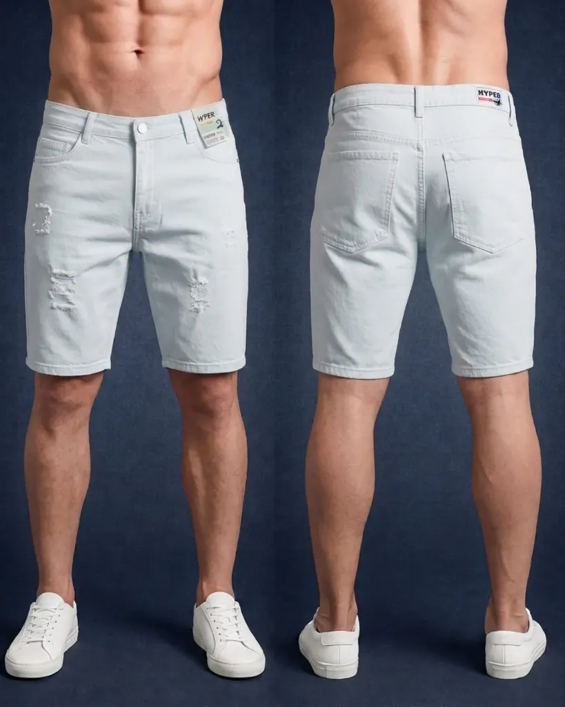 [HJ-002312-30-BLANCO] Bermuda rigida rasgada llana (30)