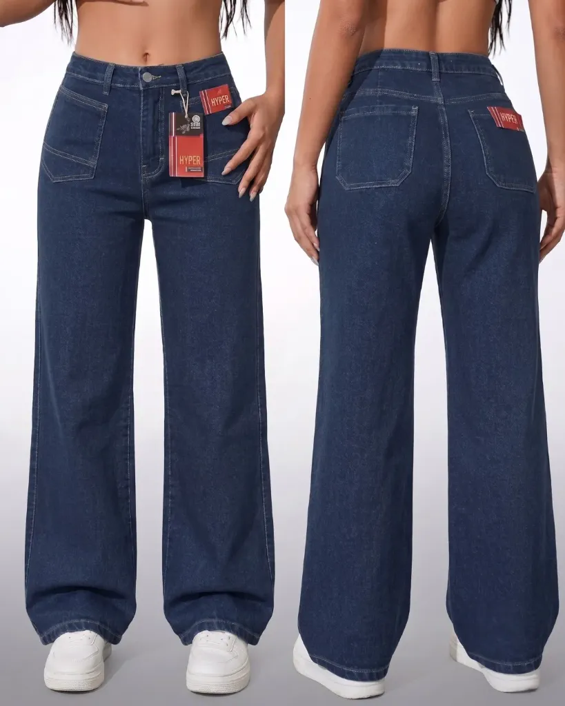 [HJ-002526-12-AZUL-2] Wide leg strech con bolsillo de parche (12, Azul #2)