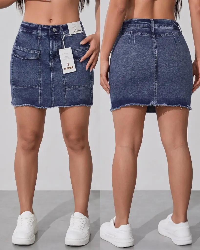 [HJ-002530-10-AZUL-2] Falda short strech con bolsillos cuadrados (10, Azul #2)