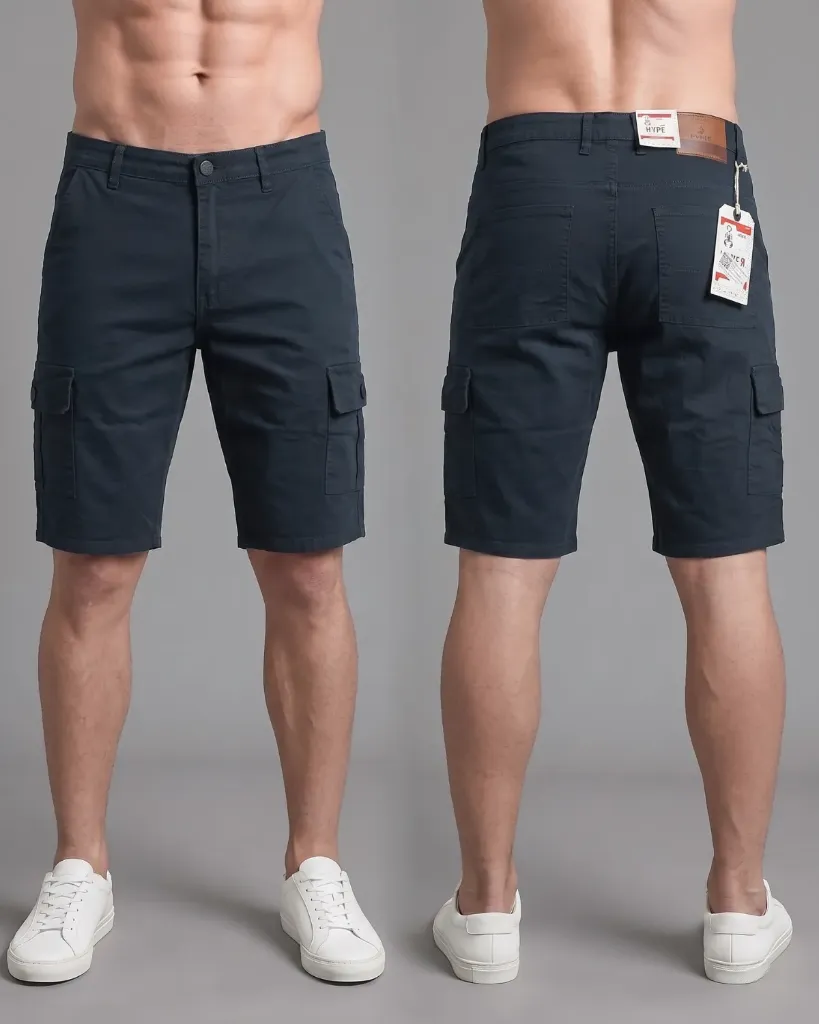 [HJ-001853-28-GRIS-AZULADO-OSCURO] Bermuda gabardina cargo strech (28)