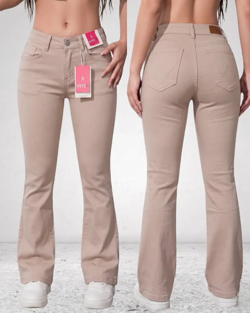 [HJ-002452-6-CREMA] Acampanado strech gabardina (6, Crema)