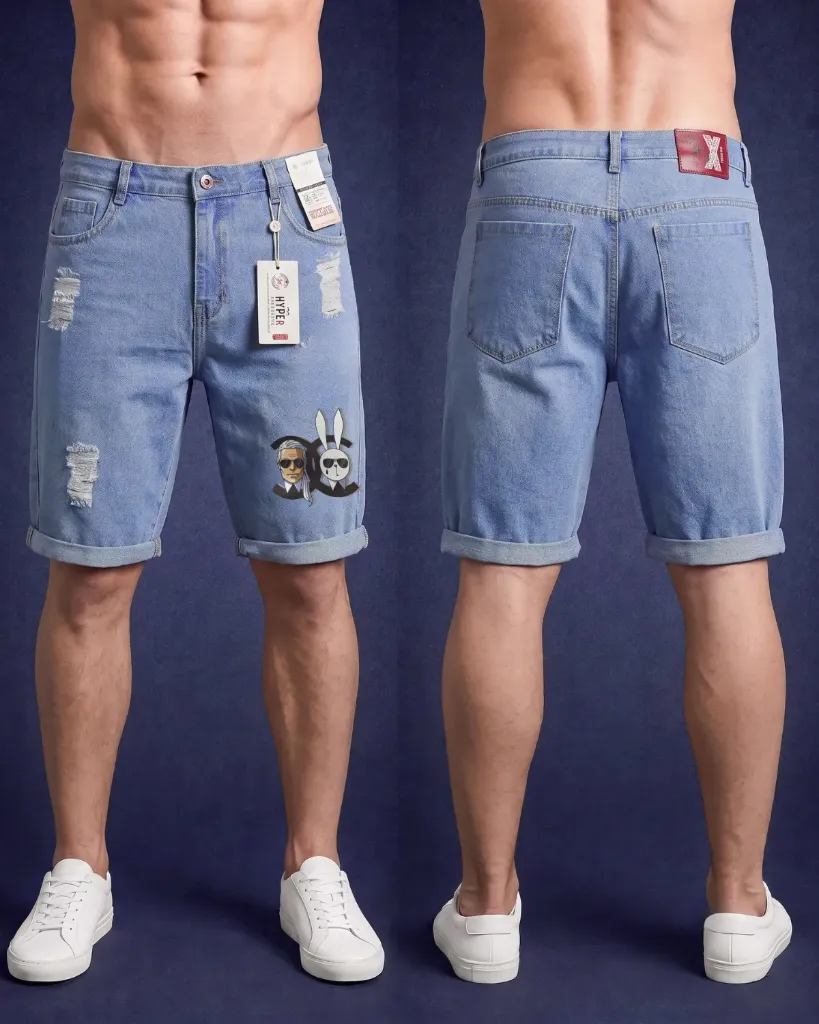 [HJ-002306-32-CELESTE-2] Bermuda rigida rasgada estampada (32)