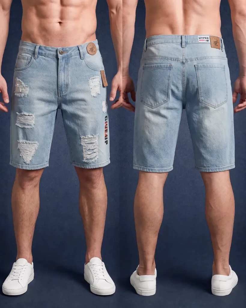 [HJ-002309-32-CELESTE-5] Bermuda rigida rasgada estampada (32)